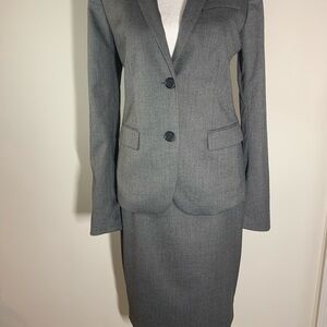Ann Taylor Grey Blazer and Skirt Suit Set